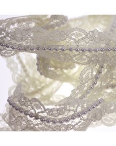 Ivory Bridal Lace and Pearl Trim - 10m Roll