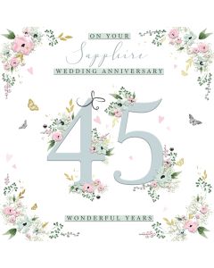 On your Sapphire Wedding Anniversary 45 wonderful years card