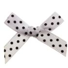 White Bow Black Polka Dot Ribbon Bows (7mm wide)