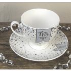 Mr/Right Bone China Tea Cup and Saucer