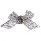 Silver Lurex Ribbon Bow and Pearl Cluster