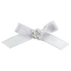 White Ribbon Bow and Pearl Cluster