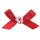 Red Ribbon Bow and Pearl Cluster 