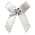 White Ribbon Bow with Diamante Cluster
