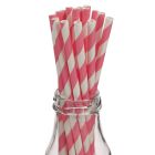 Striped Pink Paper Straws in Milk Bottle