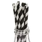 Striped Monochrome Paper Straws in Milk Bottle