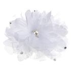 Monroe White Decorative Fabric Flower Clip