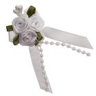 White Rose Ribbons with Bead Sprays