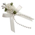 Ivory Rose Ribbons with Bead Sprays