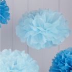 Tissue Paper Pom Poms - Baby and Dark Blue