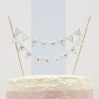 Just Married Cake Bunting Topper - White - Vintage Lace 