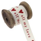 15mm All My Love (Natural/Red) Colour 2 Ribbon - Display Reel