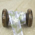 Lilac/Sage Sheer Floral Pearl Ribbon Trim