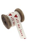 All My Love Ribbon Colour 2 Natural/Red - 15mm - 4m reel product image