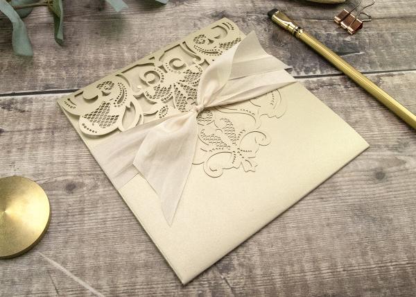 Laser Cut Wedding Invitations - Baroque Pocketfold