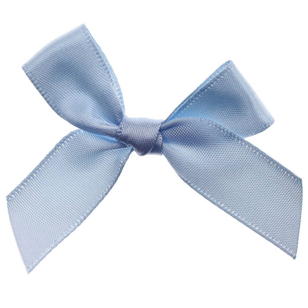 Pale blue premade satin ribbon bows