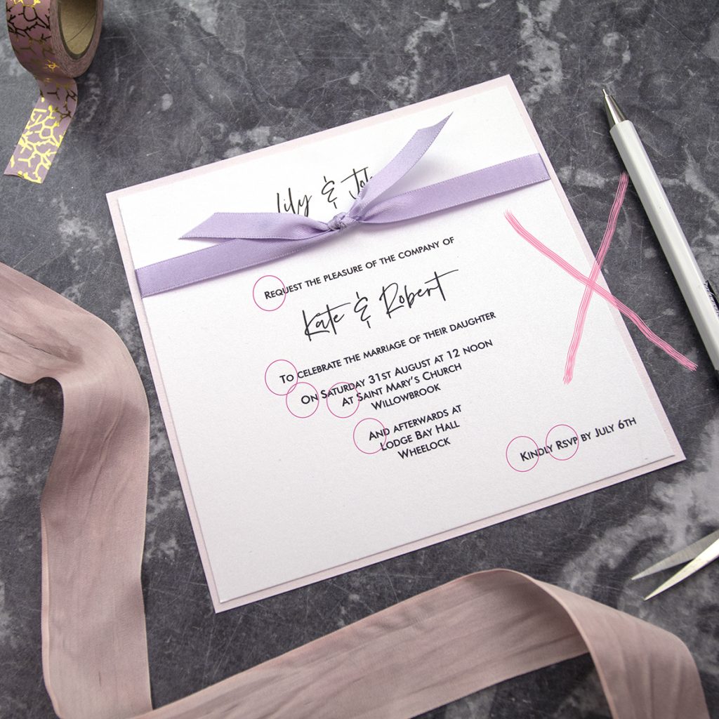 Avoid capital letters at the beginning of each line of your wedding invitation.