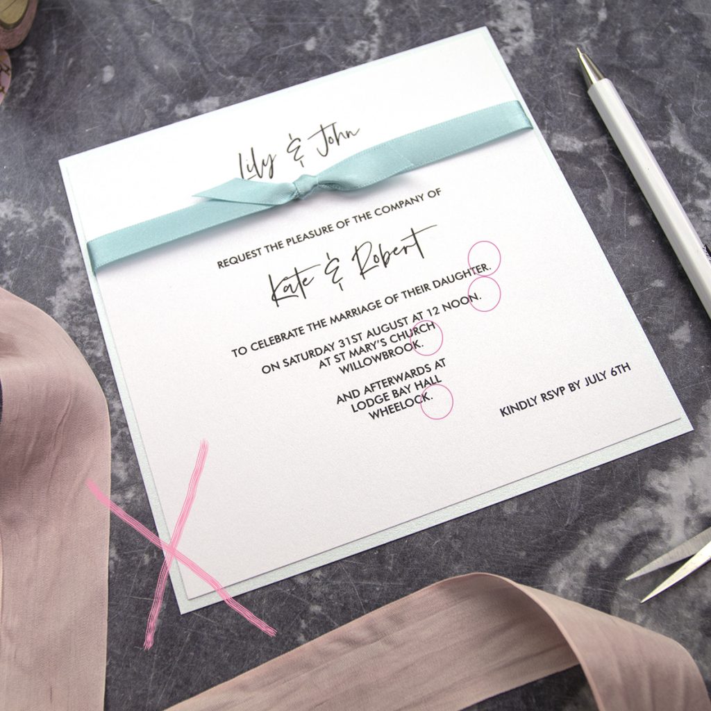 Avoid full stops at the end of each line of your wedding invitation.