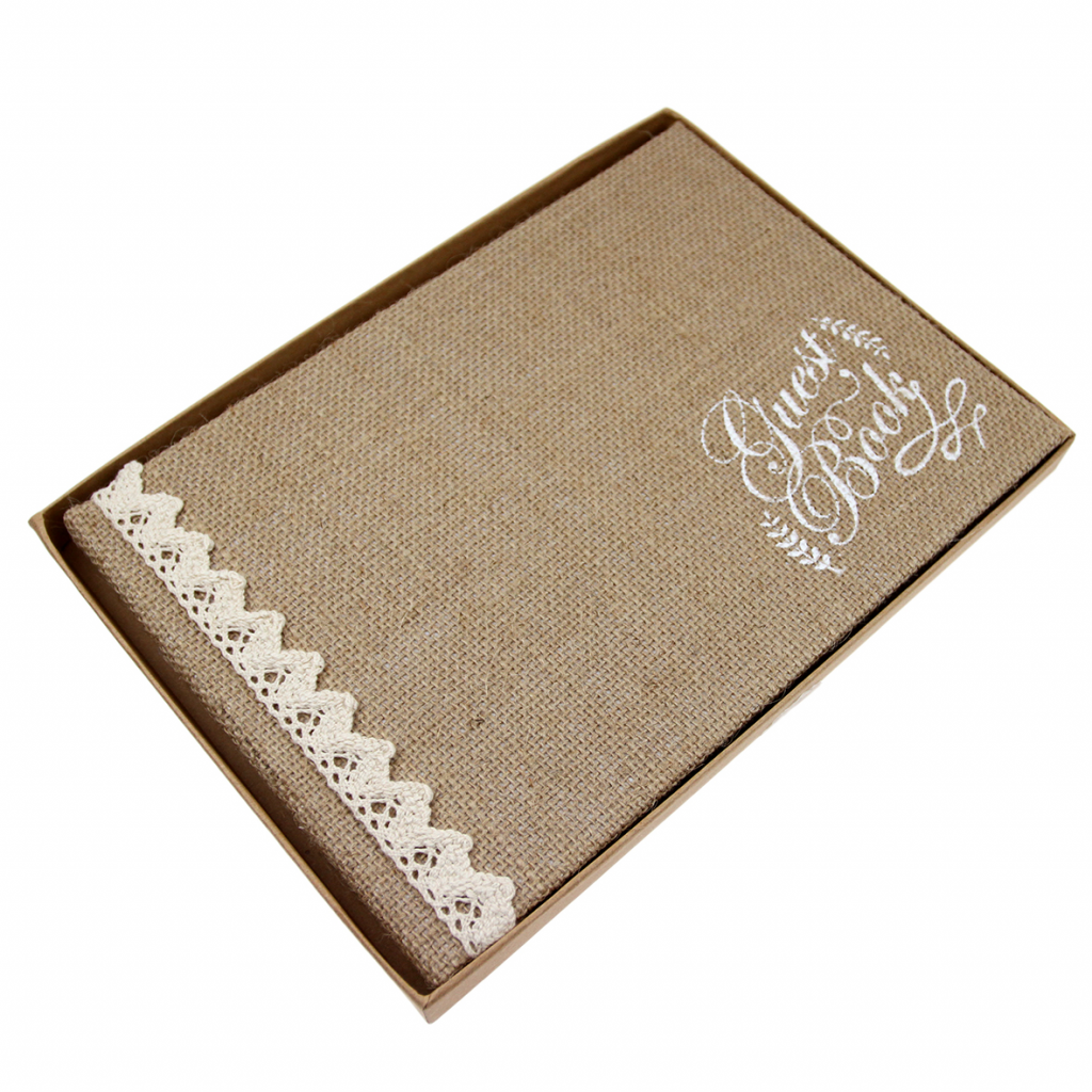 Vintage Affair Hessian and Lace Guest Book