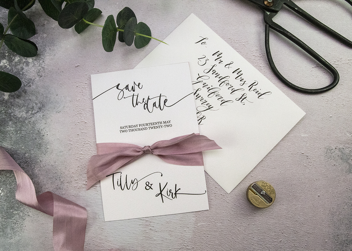 Calligraphy Save the Date Card