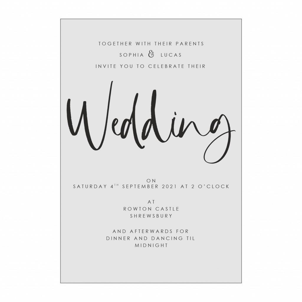 Classic calligraphy wedding invitation.