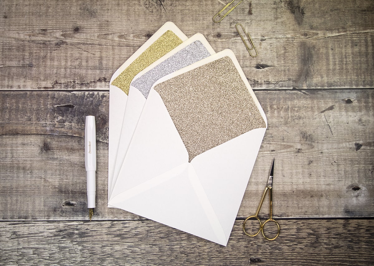 Glitter envelope liners