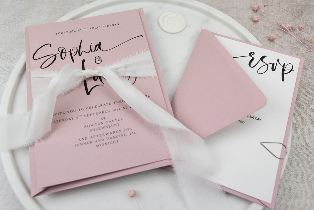 Dusky Pink Wedding Invitation